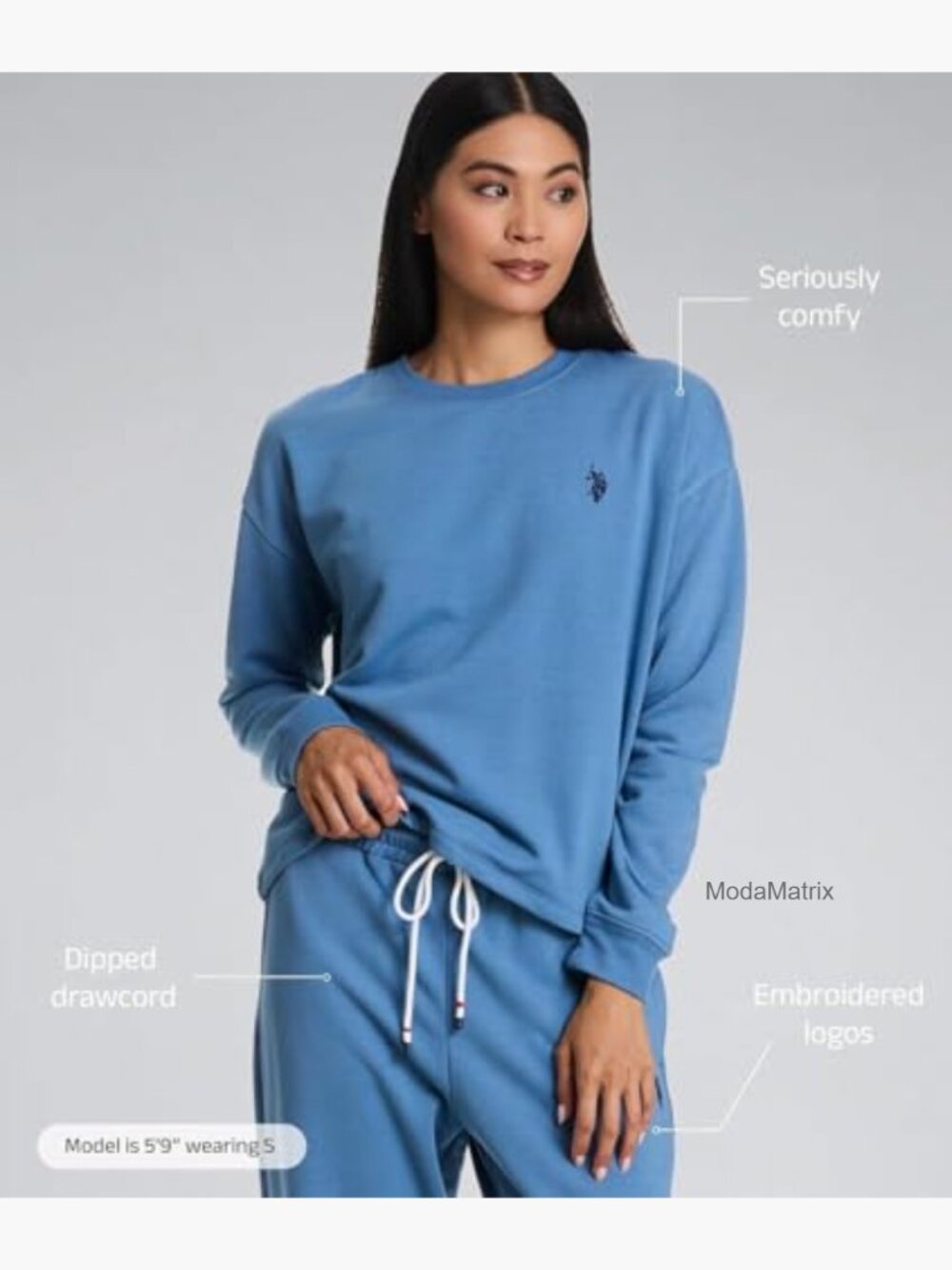 Women's 2-Piece Lounge Pajama Set with Sweatshirt and Joggers Fleece-Backed - Picture 2 of 7